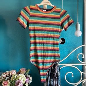 Rainbow Cap Sleeve Body Suit Striped New Day & Night Pride Month